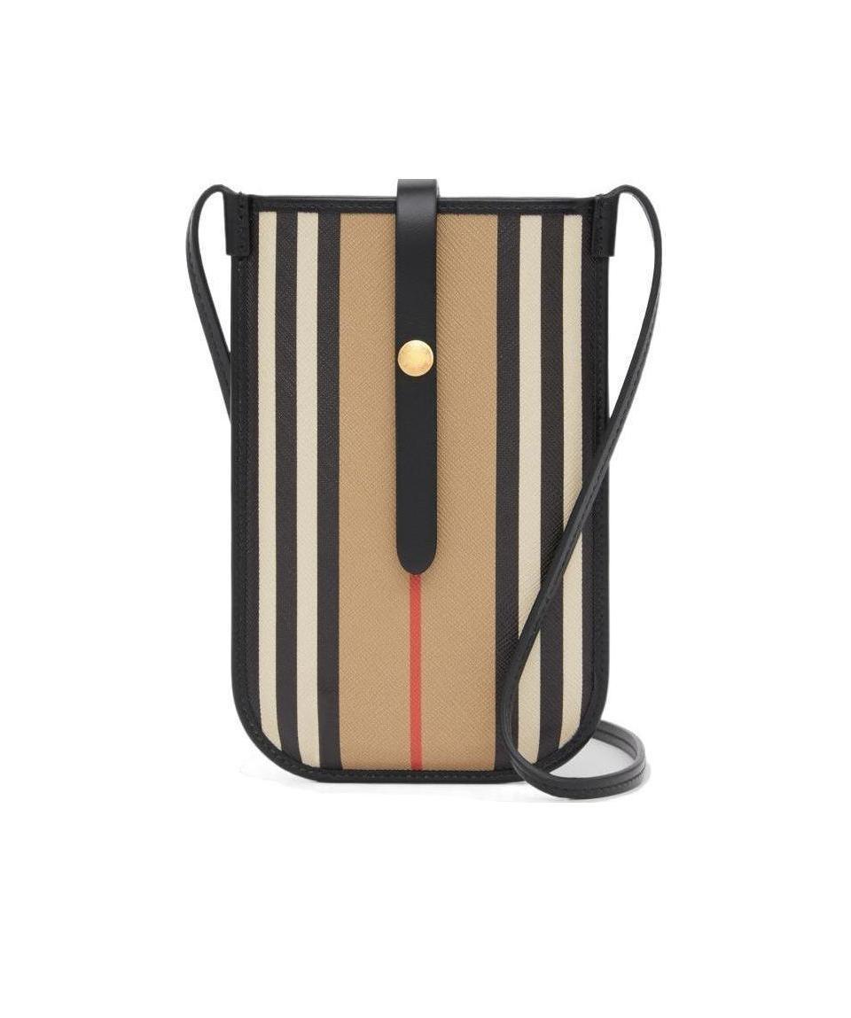 Burberry Striped Shoulder Bag In Nude