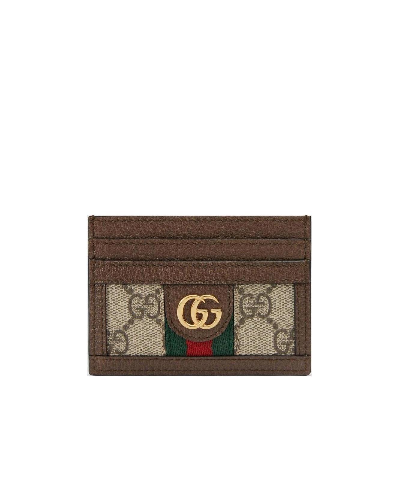 Gucci Ophidia Gg Supreme Fabric Card Holder In Brown