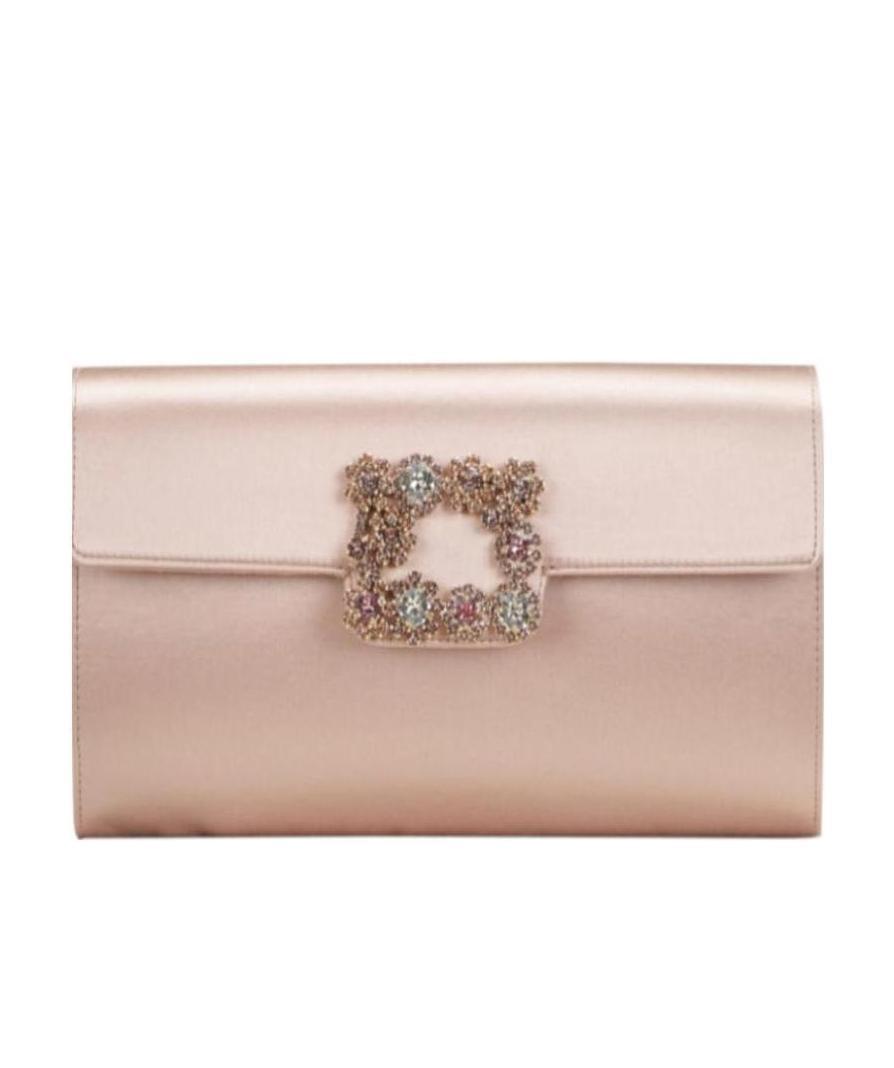 Roger Vivier Flower Buckle Envelope Flap Crossbody Bag In Brown