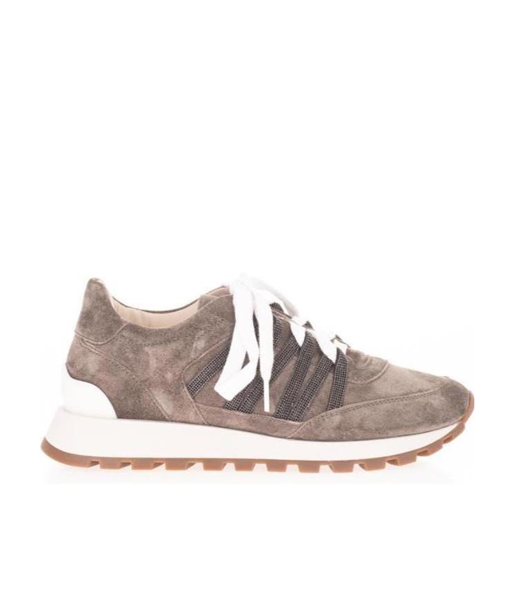 Brunello Cucinelli Side Stripe Low Top Sneakers In Brown