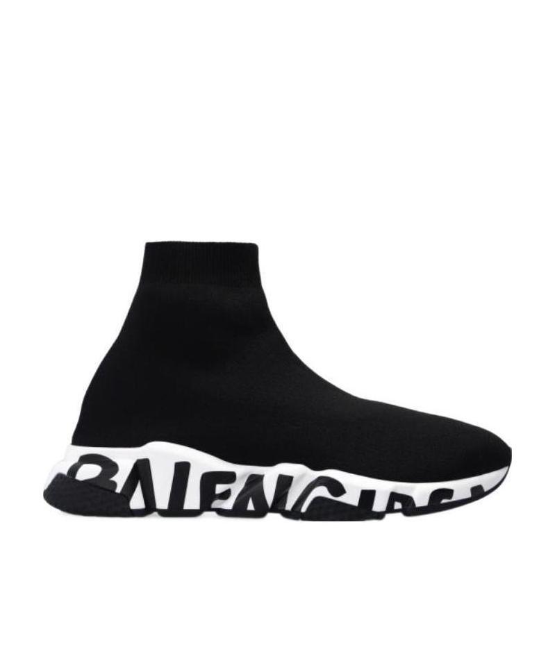 Shop Balenciaga Sneakers Speed Graffiti In Maglia Riciclata Da Uomo In Nero In Black