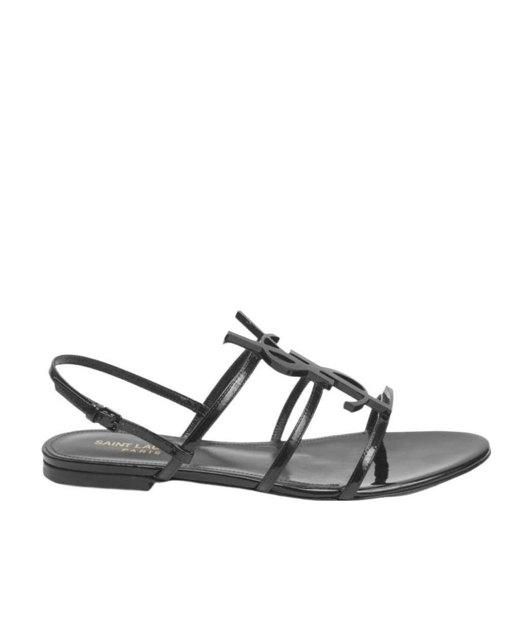 Saint Laurent Black Patent Cassandra Open Sandals