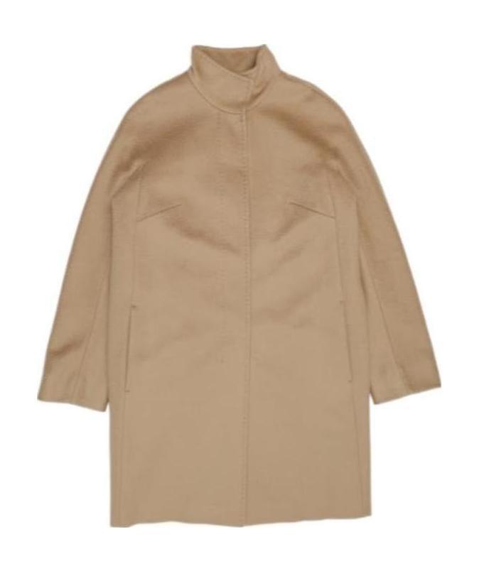 Max Mara Logo Long-sleeved Coat In Nude