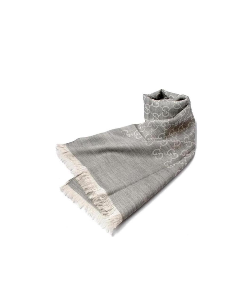 Gucci Double-sided Fringed Scarf In Gray