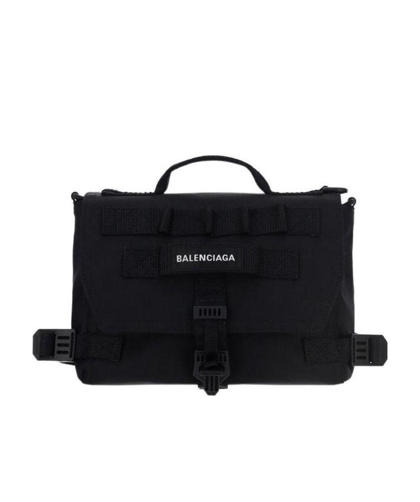 Balenciaga Army Embroidered-logo Messenger Bag In Black