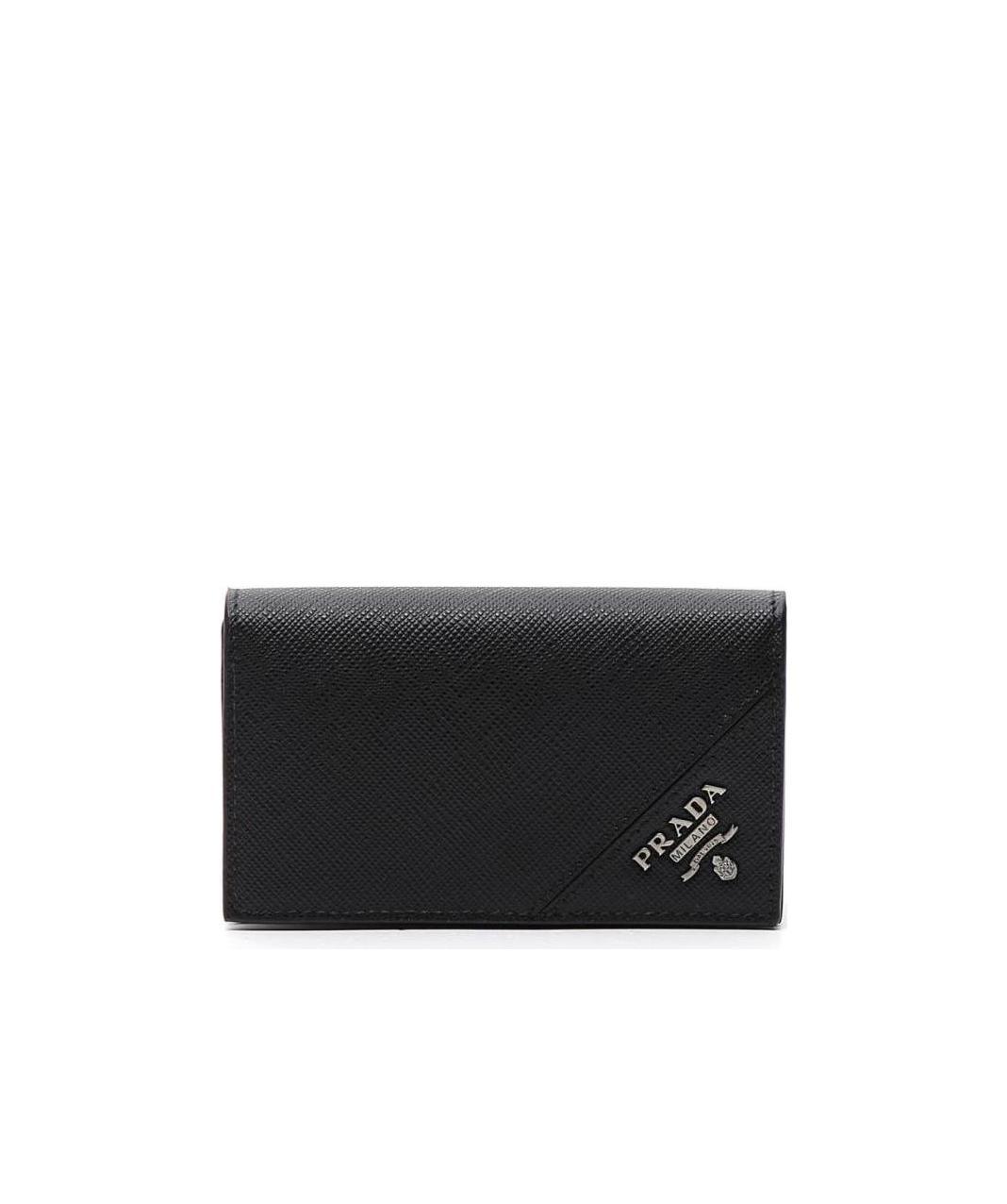 Prada Saffiano Leather Card Holder In Black