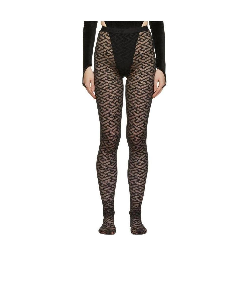 Versace La Greca Tights In Black