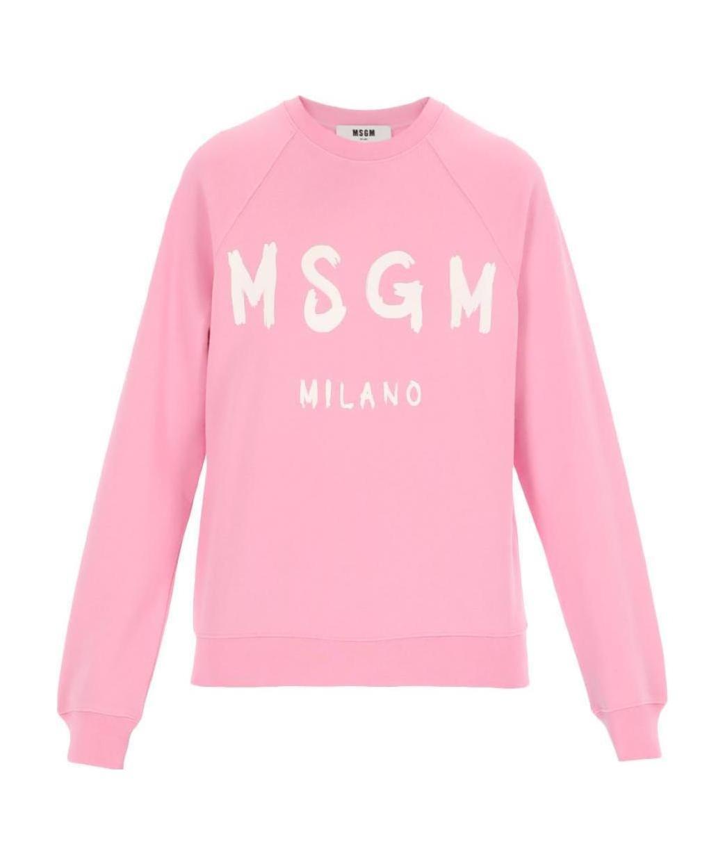 Msgm Logo-print Crew Neck Sweatshirt In Pink