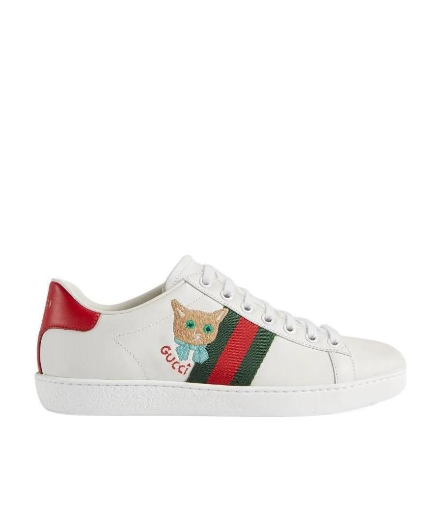 GUCCI ACE CAT-EMBROIDERED SNEAKERS