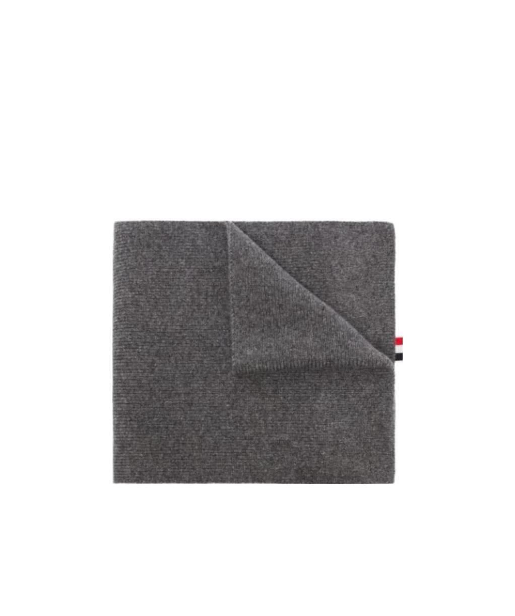 Thom Browne 4-bar Stripe Cashmere Rib Scarf In Gray