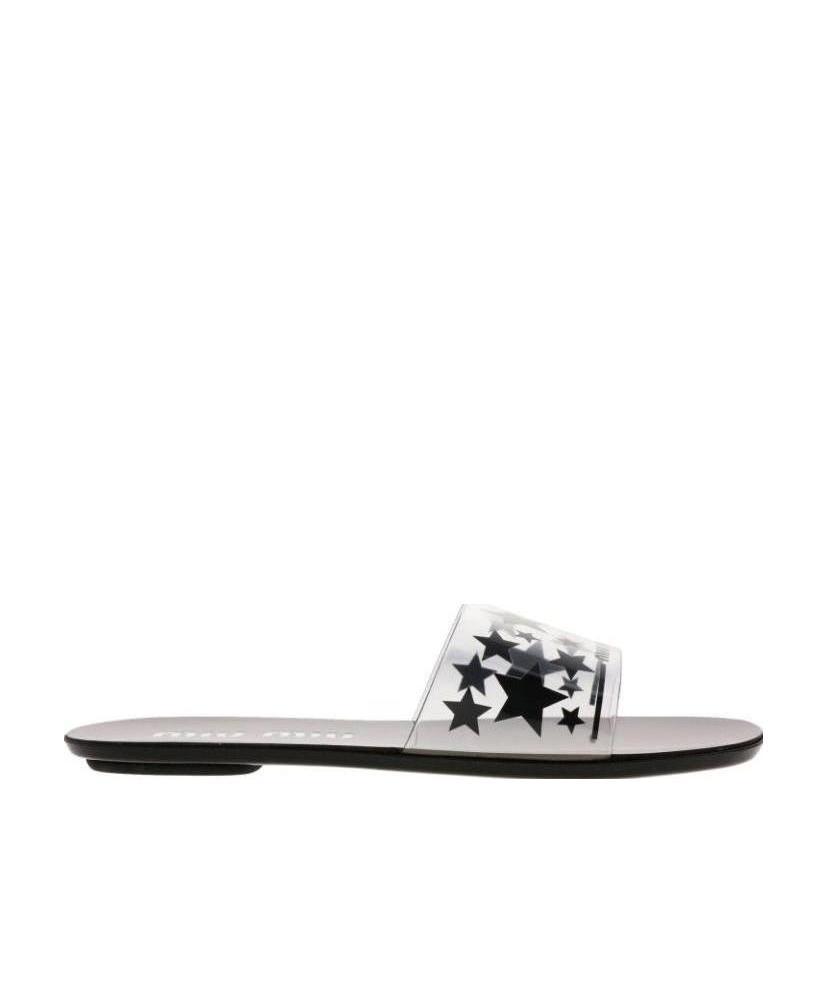 Miu Miu Star Pattern Sandals In Gray