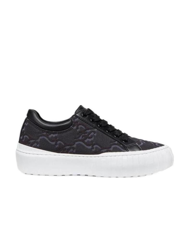 Fendi Ff Karligraphy Low-top Sneakers In Black