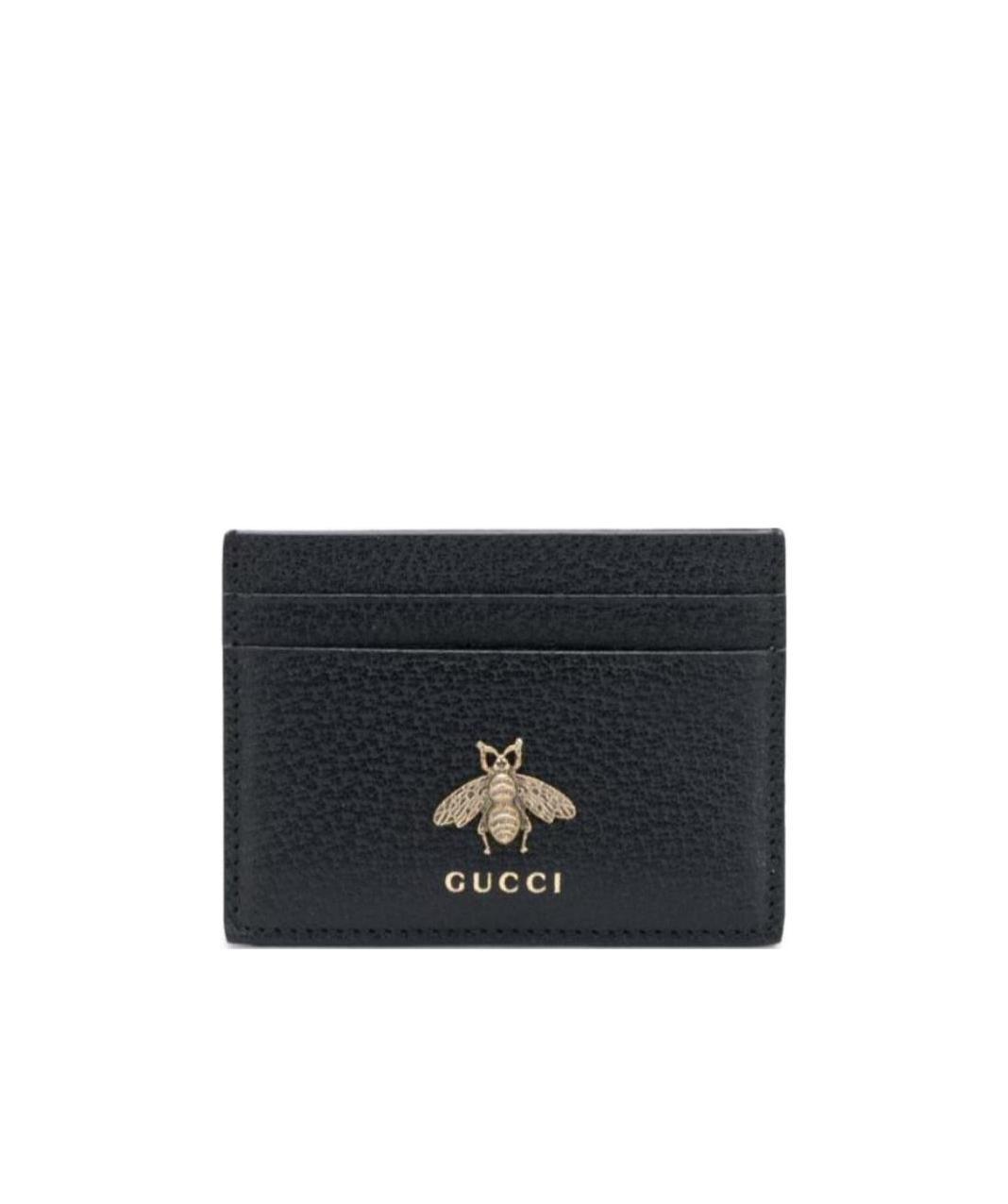 Gucci Animalier Leather Card Case In Black