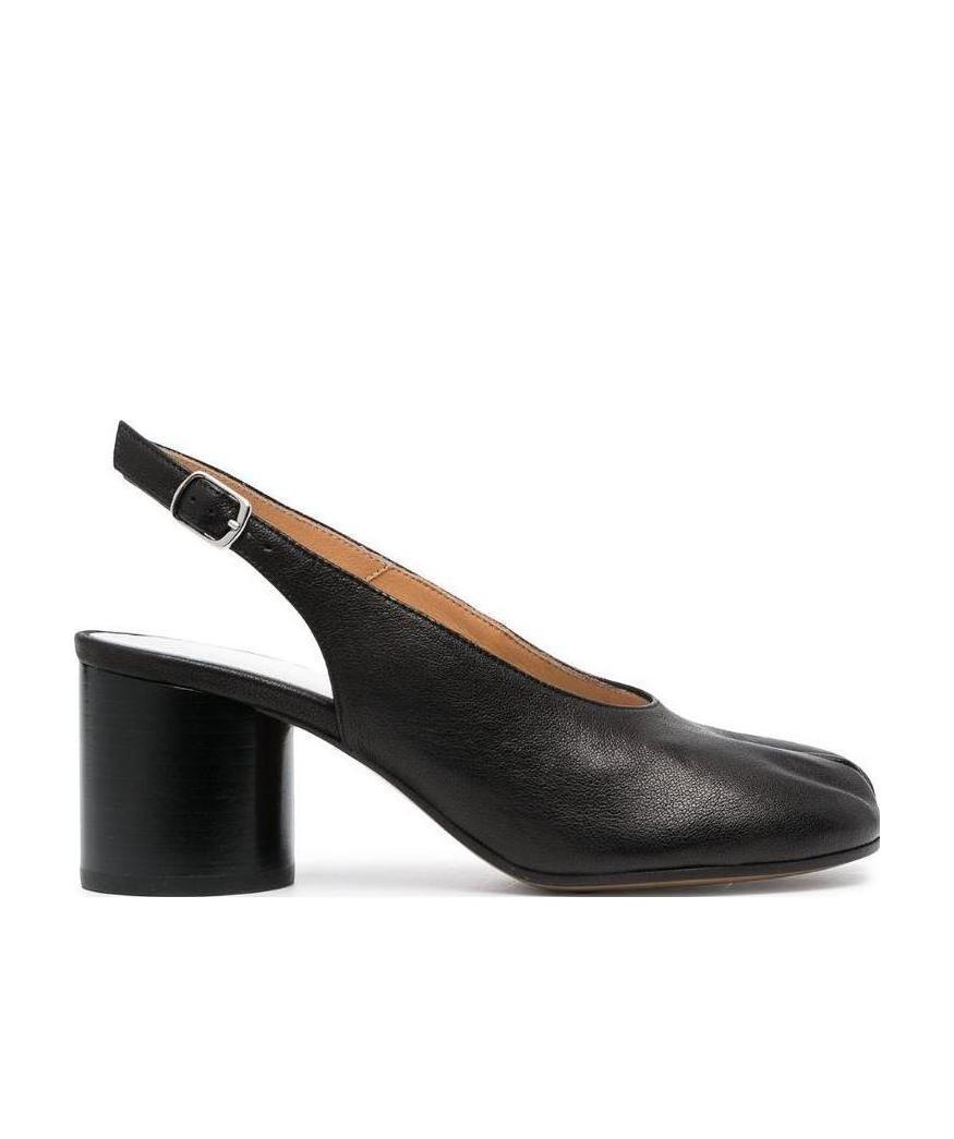 Maison Margiela Black Tabi Leather Slingback Heels In T8013 Black