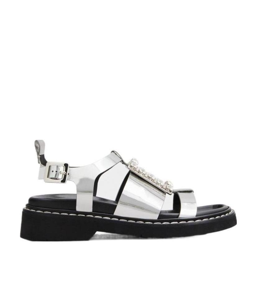 Roger Vivier Open-toed Round-headed Sandals In Black