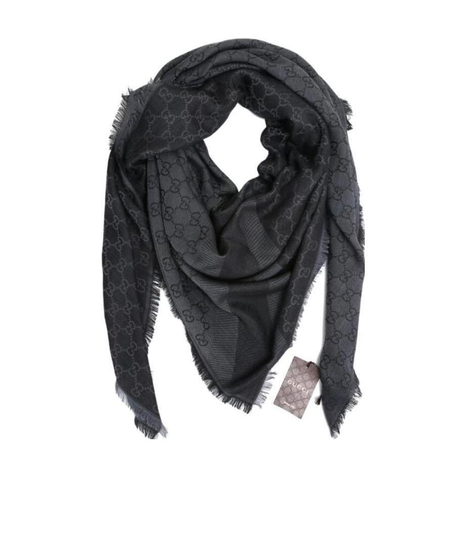 Shop Gucci Tassel Hem Wool Scarf In Black