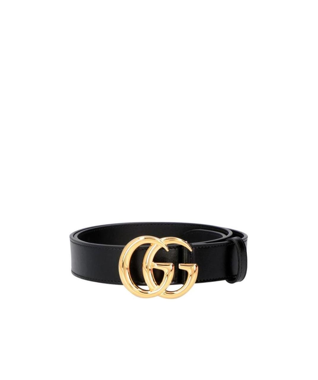Gucci Black Belt With Double Gg Buckle In Black