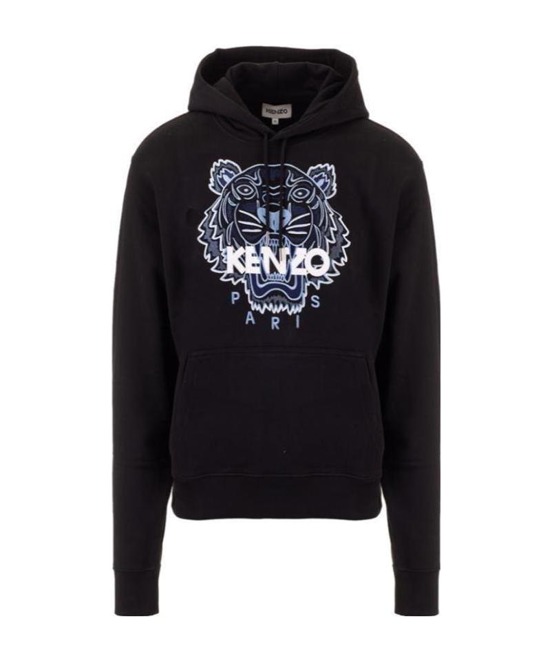 Kenzo Tiger Logo-embroidered Hoodie In Black