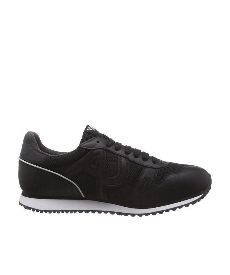 Armani Jeans Black Logo Casual Sneakers In Black