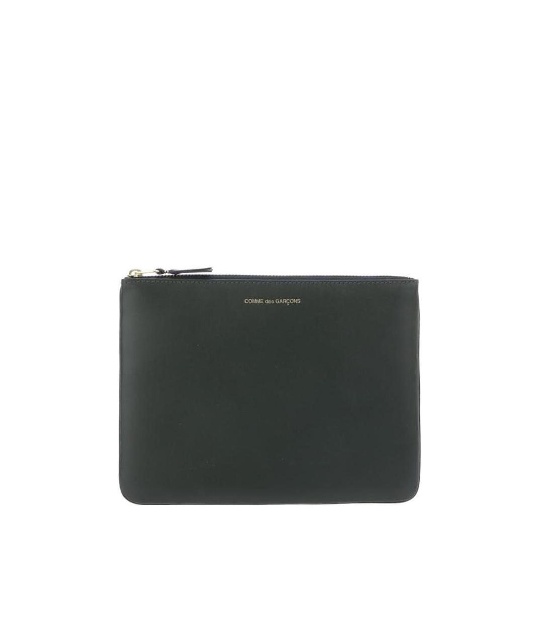 Comme Des Garçons Black Leather Envelope In Green