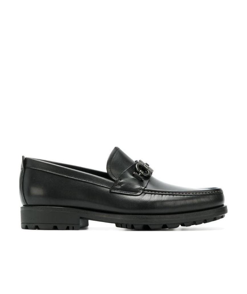 Ferragamo Double Gancio Horsebit Loafers In Black