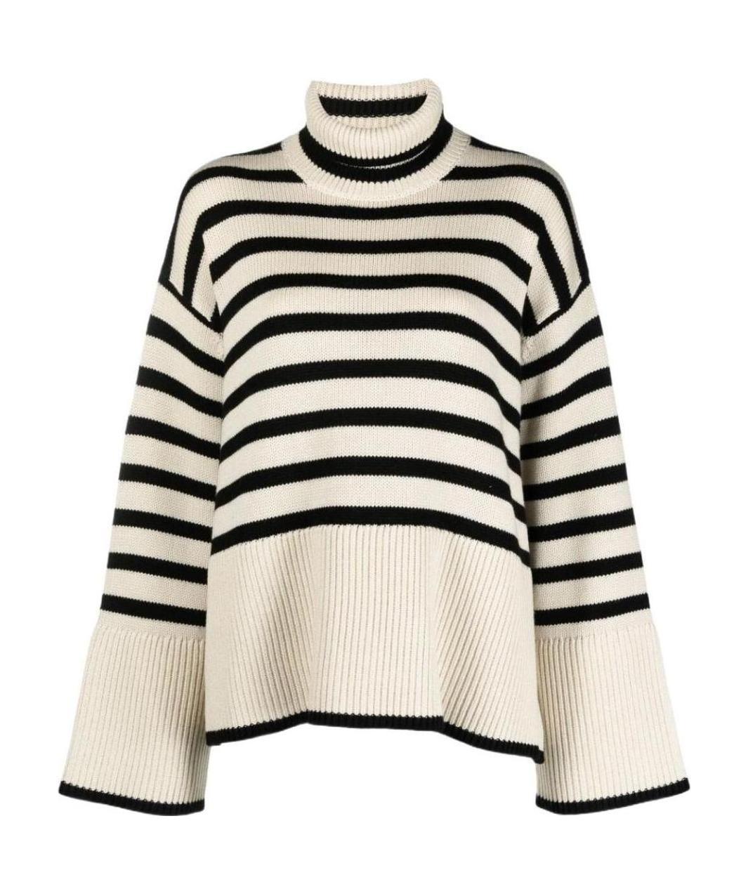 Totême Striped Wool And Cotton-blend Turtleneck Sweater In Neutral