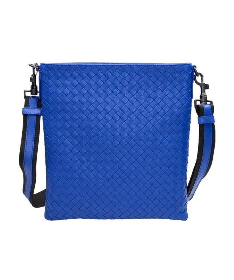 Bottega Veneta Weave Detail Satchel In Blue