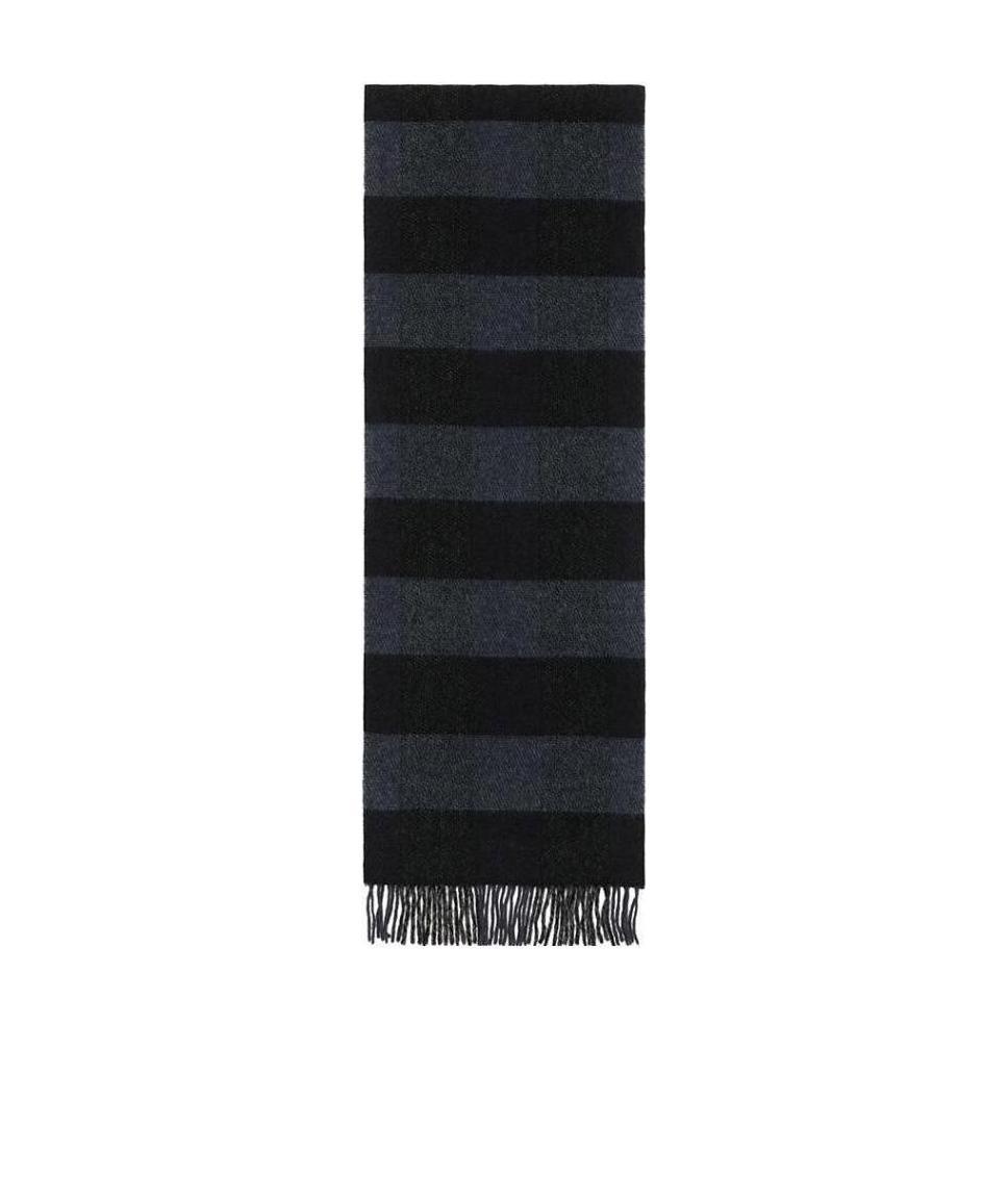 Lanvin Striped Fringed Scarf In Black