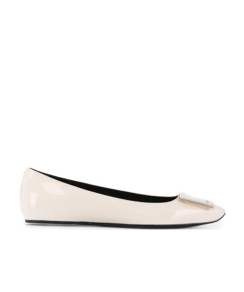 Roger Vivier Trompette Bellerine Patent-leather Ballet Flats In White