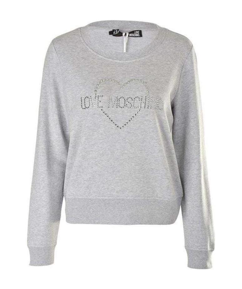 Moschino Logo Love Printed Sweater In Gray