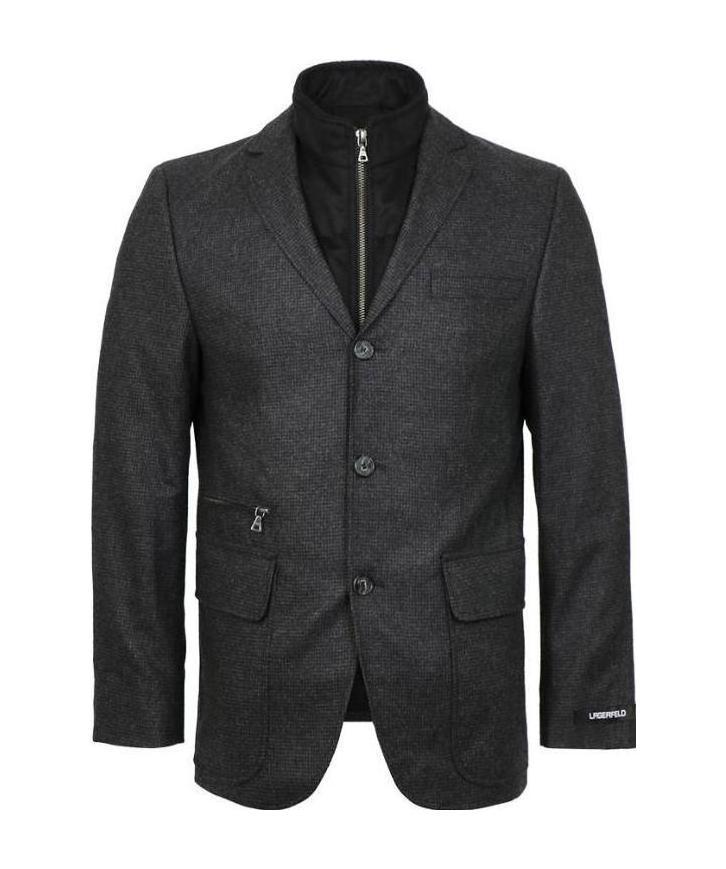 Karl Lagerfeld Dark Gray Single-breasted Suit Coat In Black