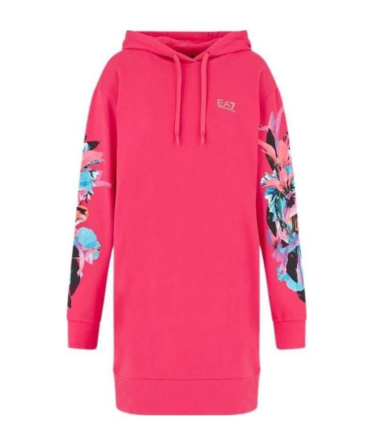 EA7 EA7 SERIES FLORAL PATTERN HOODED LONG SWEATERS