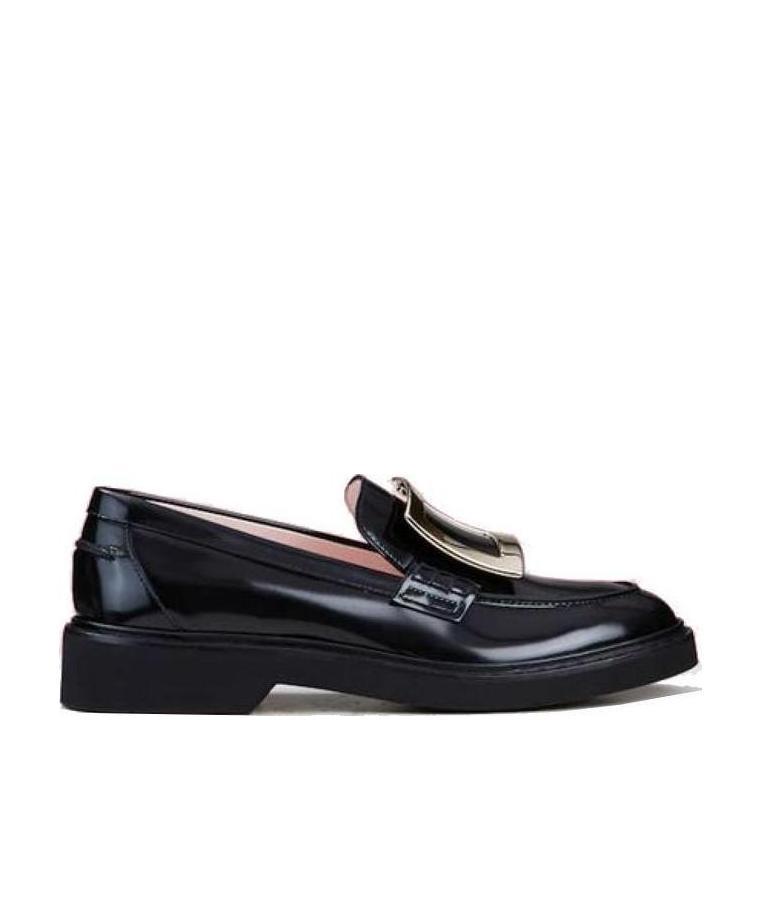 Roger Vivier Viv' Rangers Buckle Embellished Loafers In Black