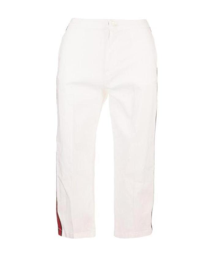 Gucci Web-detail Straight-leg Trousers In White