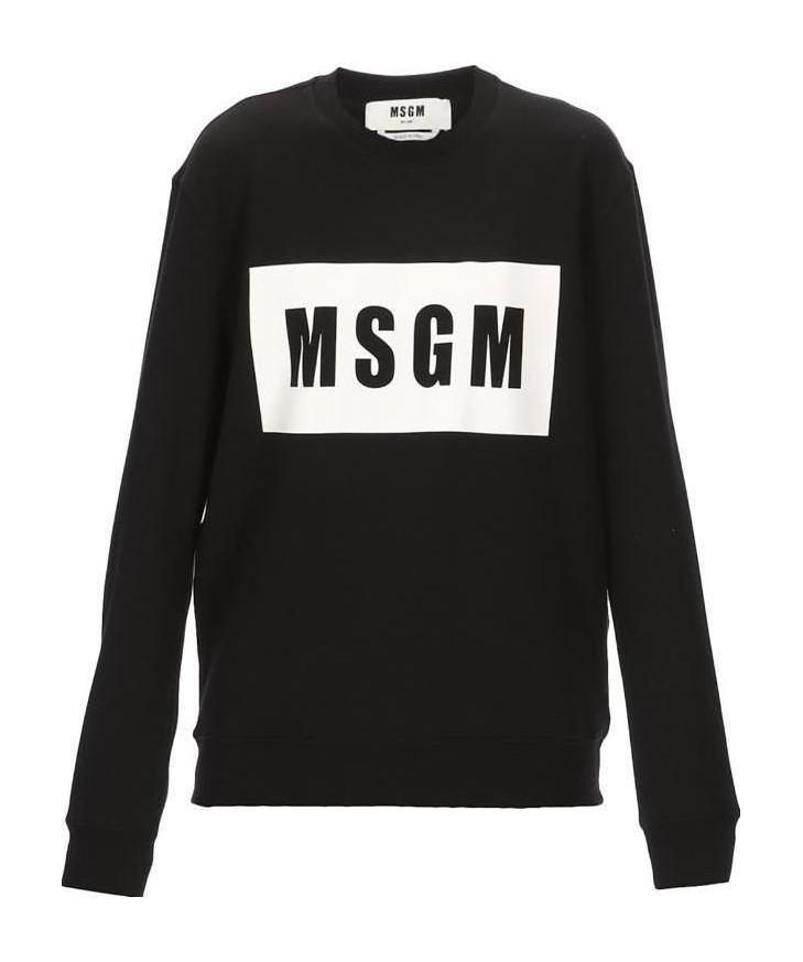 Msgm Logo-print Long-sleeve Sweatshirt In Black