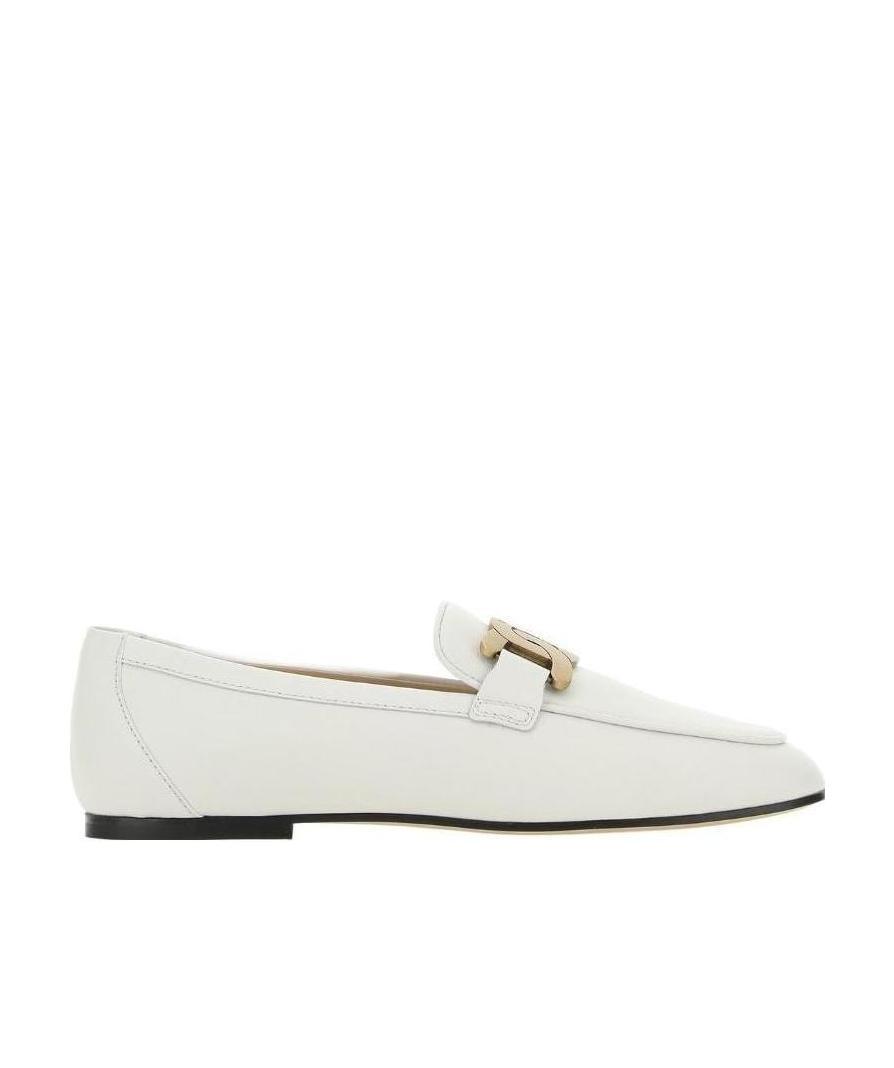 Tod's Kate Embellished Leather Loafers In White
