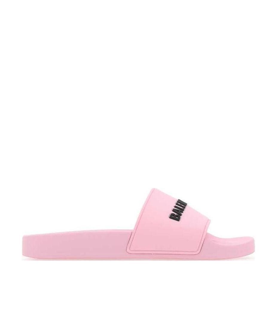 Balenciaga Raised Logo Slides In Pink