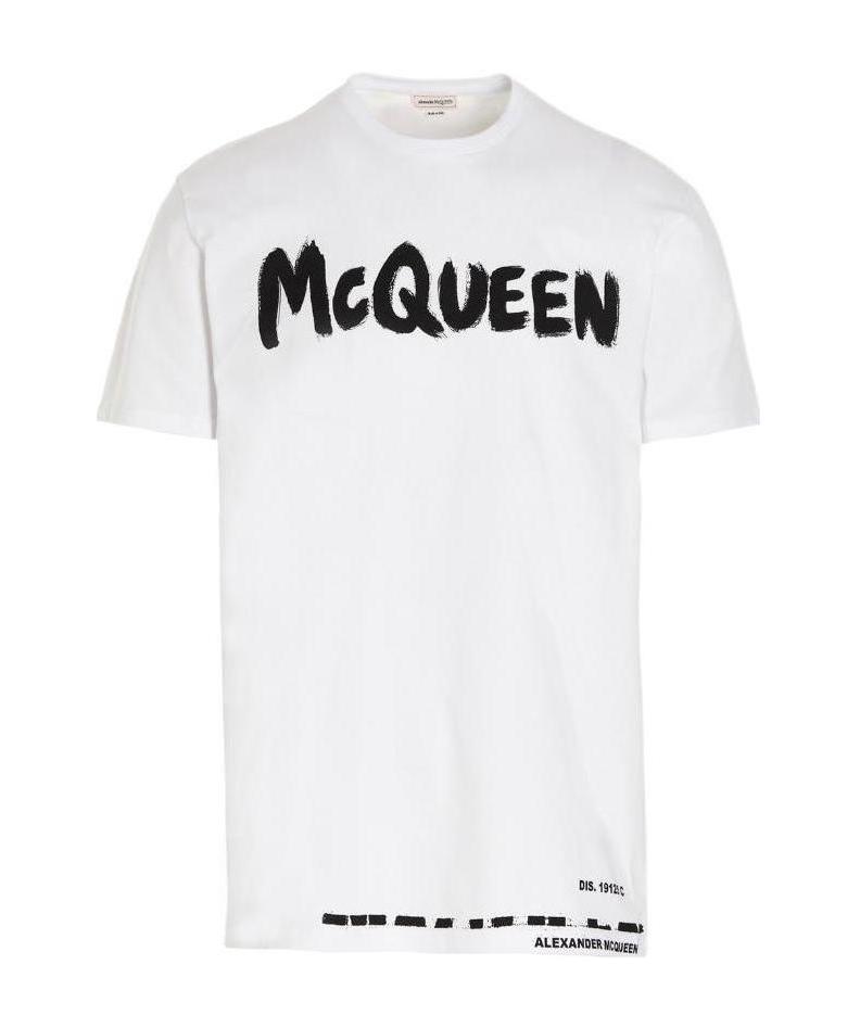 Alexander Mcqueen Mcqueen Grafitti Logo Cotton T-shirt In White