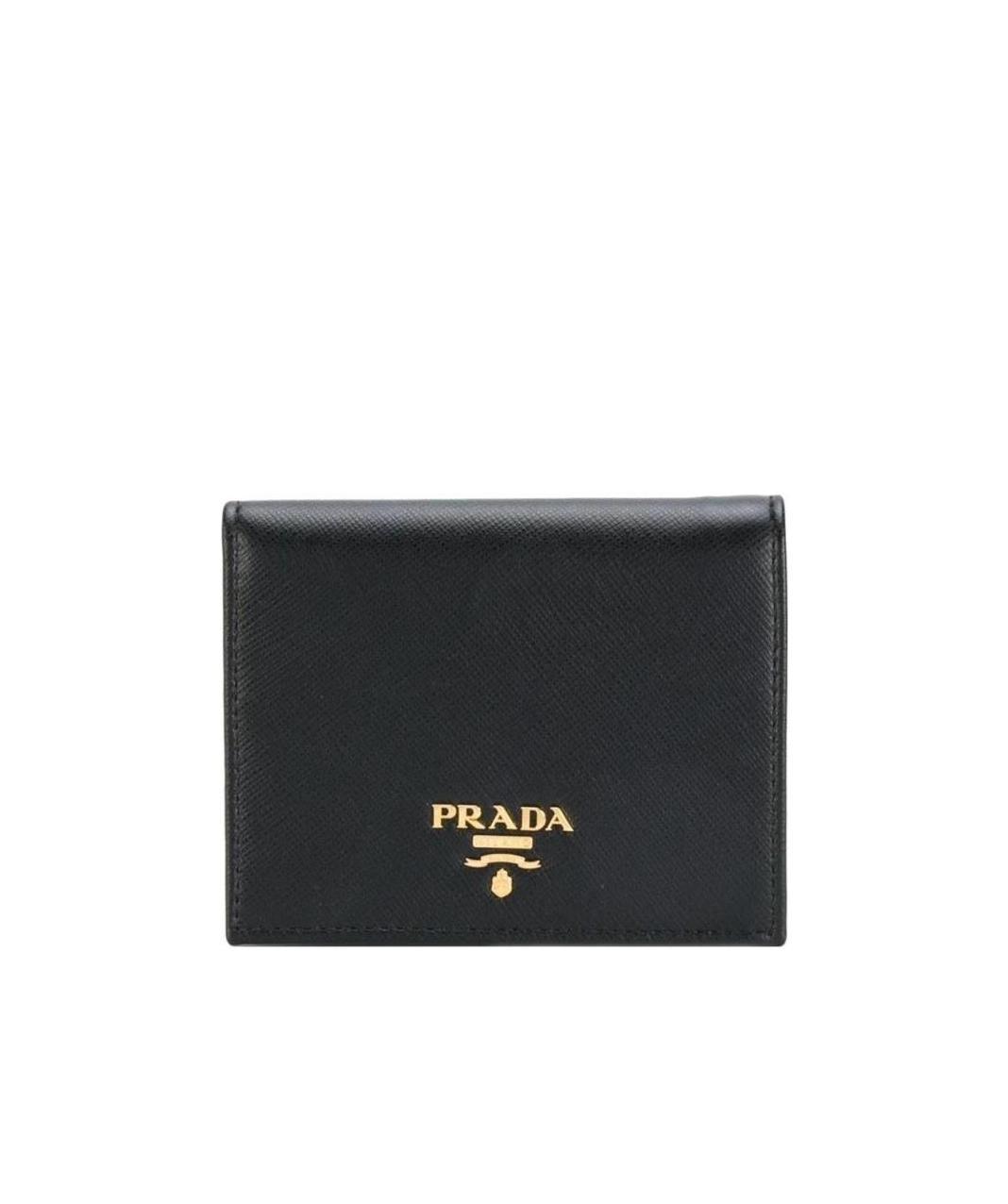 Prada Womens Black Logo-plaque Small Leather Wallet In Black
