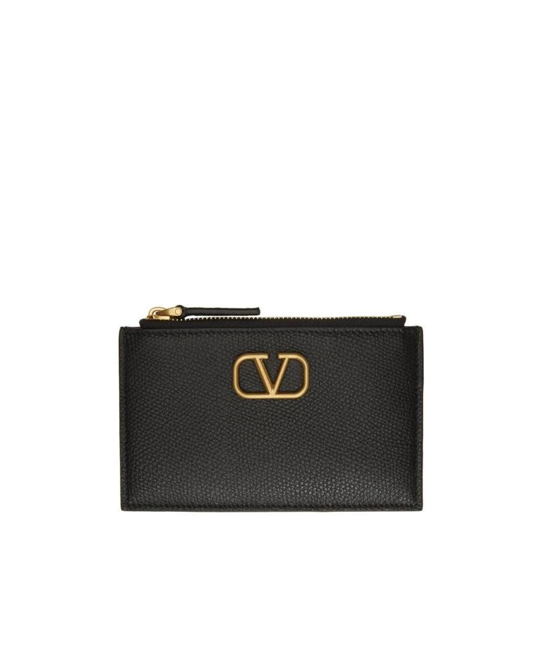 Valentino Vlogo Signature Grainy Leather Card Holder In Brown