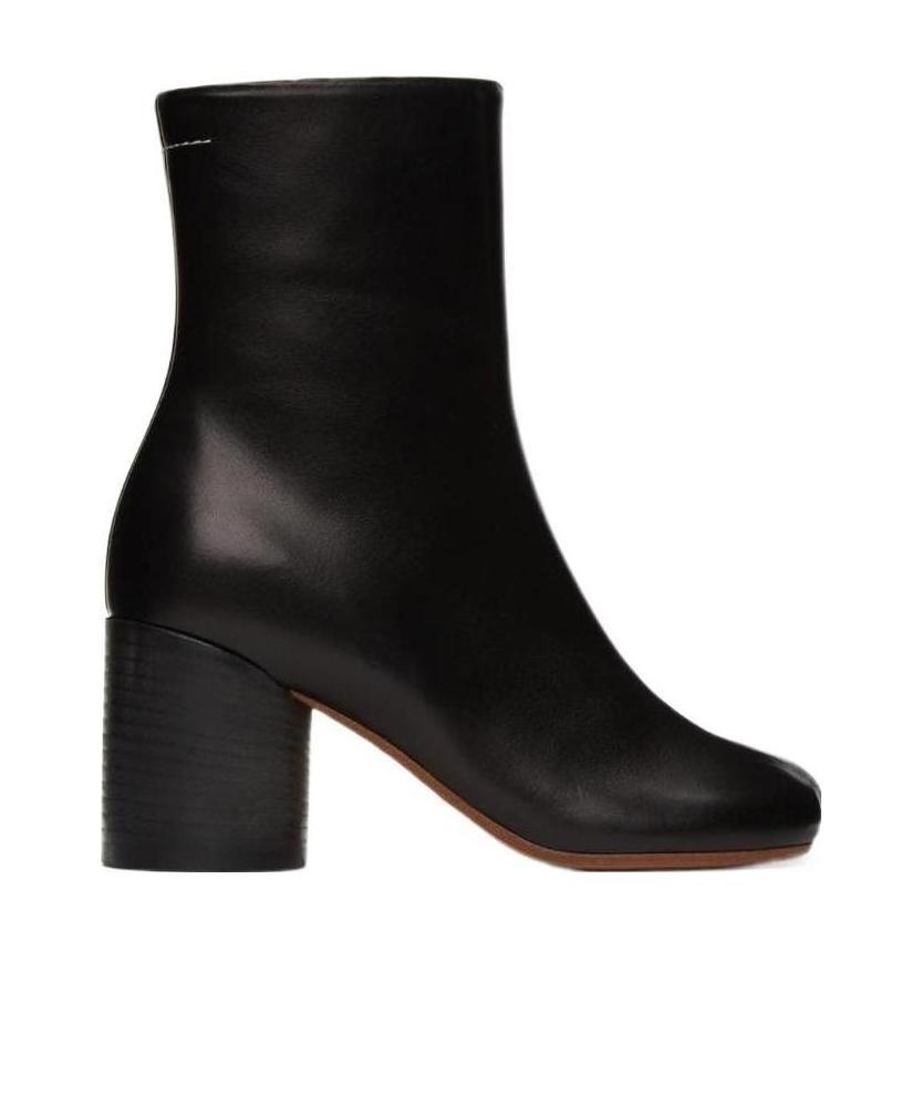 Mm6 Maison Margiela Anatomic Square Toe Zipped Boots In Black