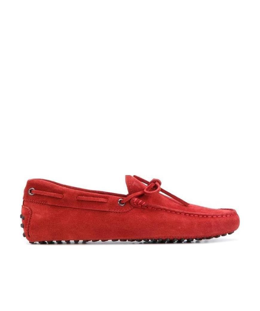 Tod's Suede Driving Shoes In Red