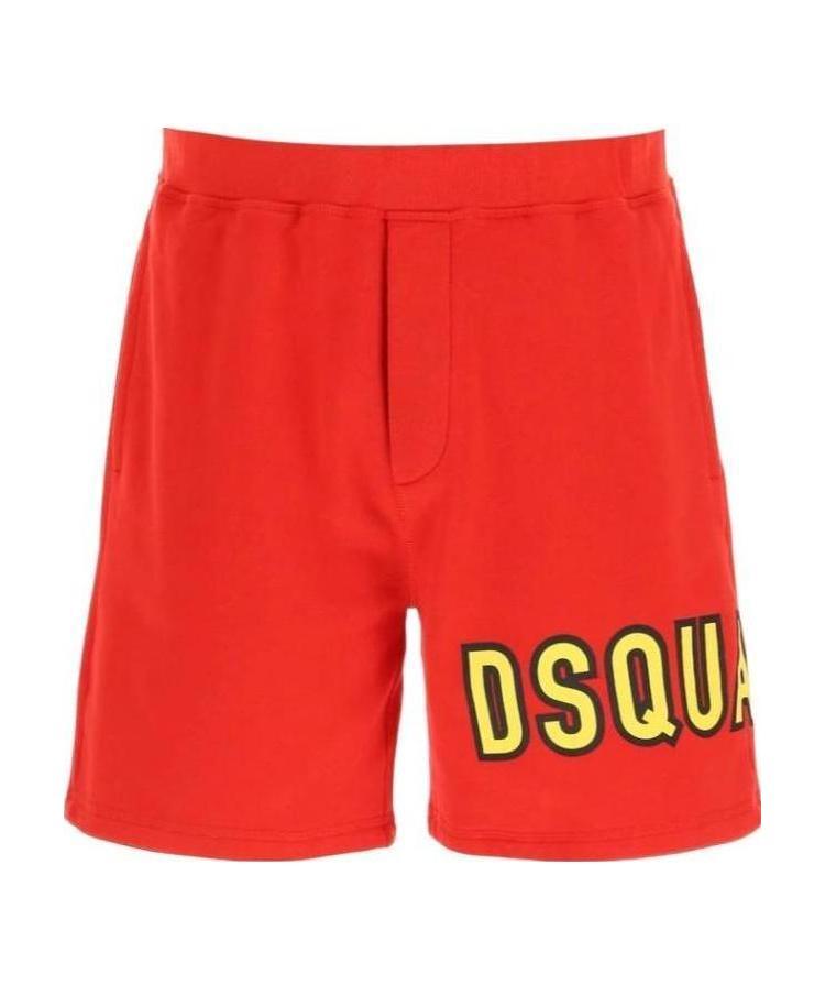 Dsquared2 Logo-print Cotton Shorts In Red