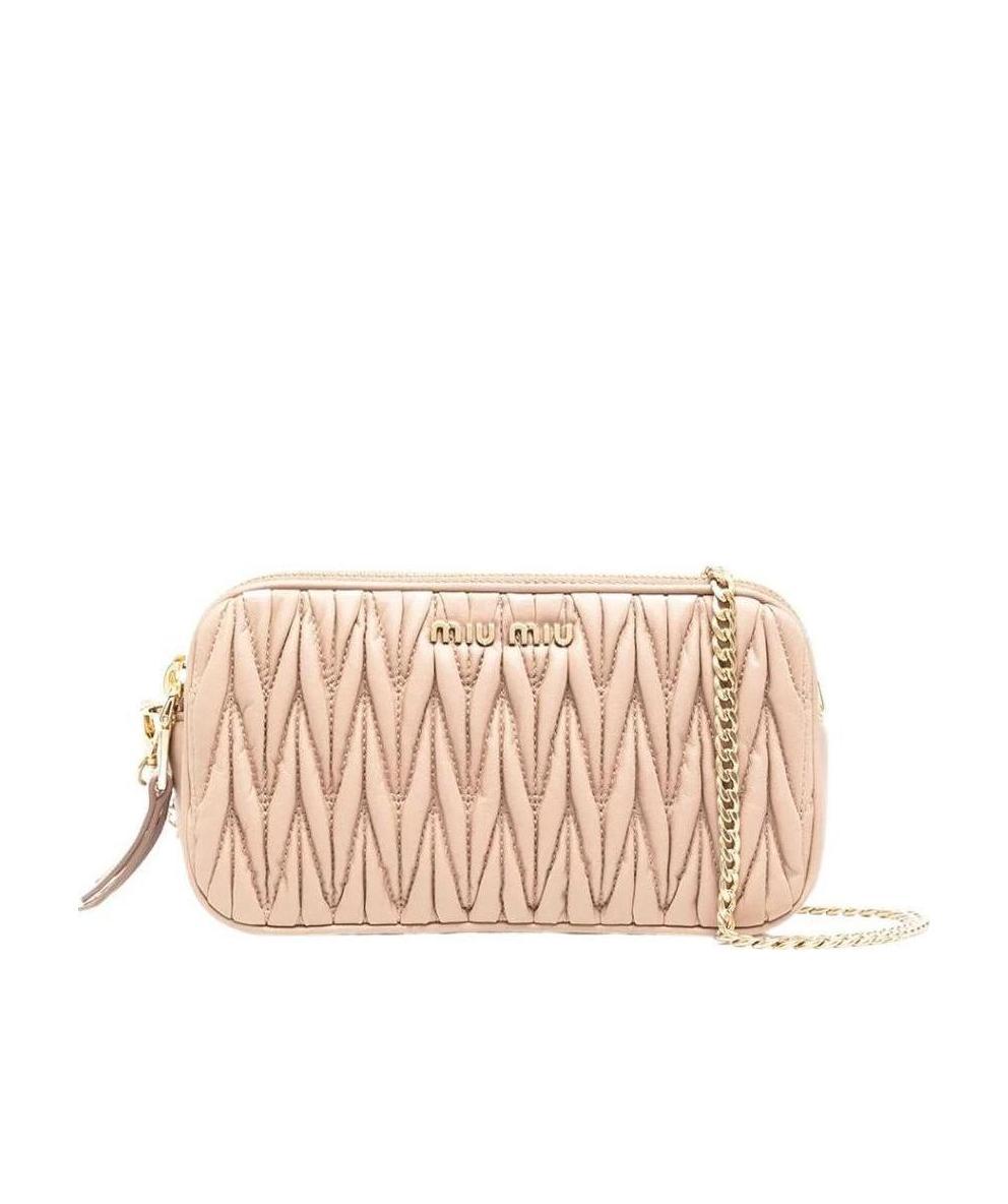 Miu Miu Matelassé-effect Mini-bag In Nude