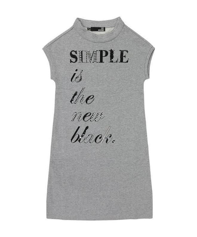 Moschino Slogan Dress In Gray