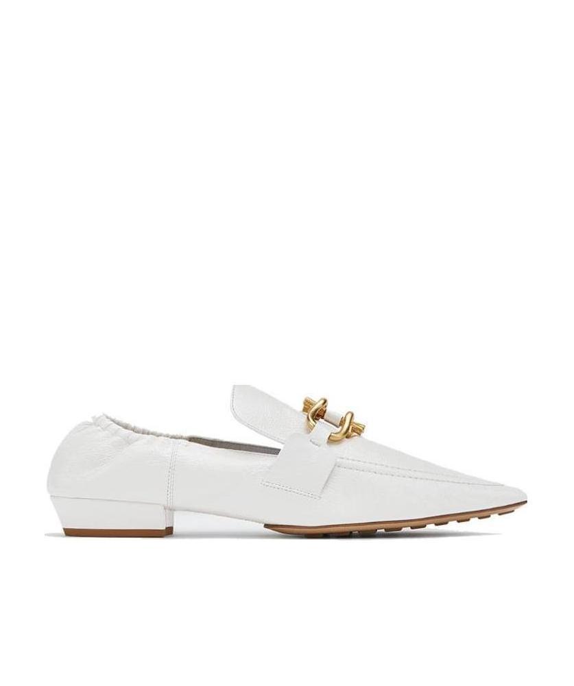 Bottega Veneta Leather Point-toe Loafers In White
