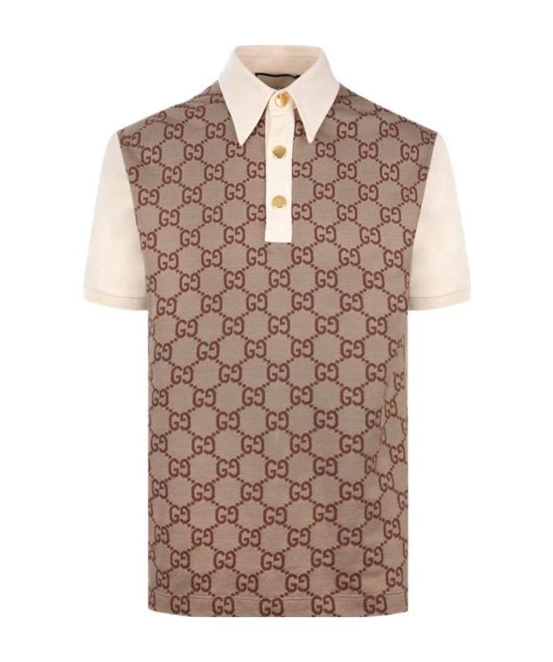 Gucci Maxi Gg Monogram Polo Shirt In Brown