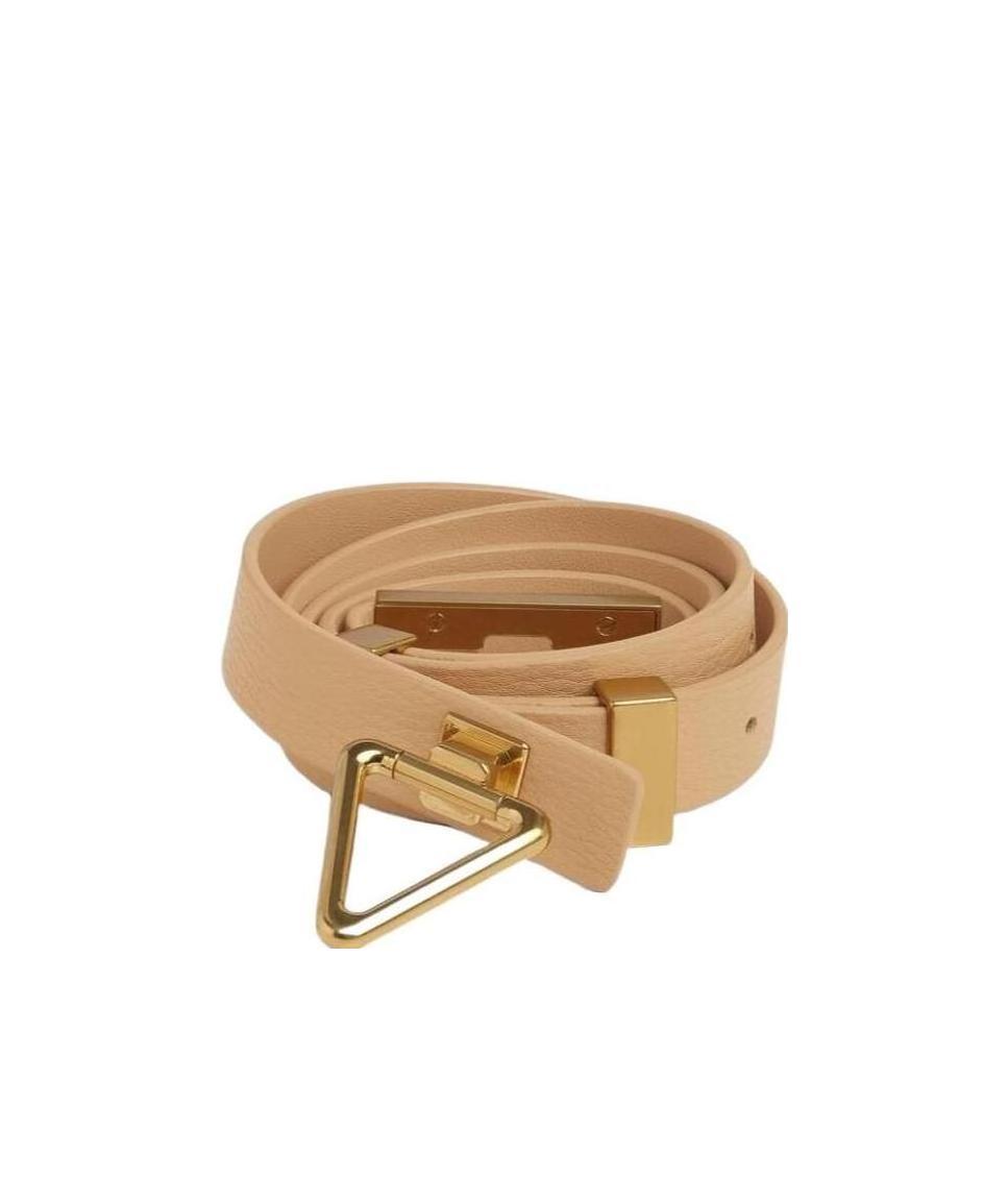 Bottega Veneta Triangle-buckle Leather Belt In Nude
