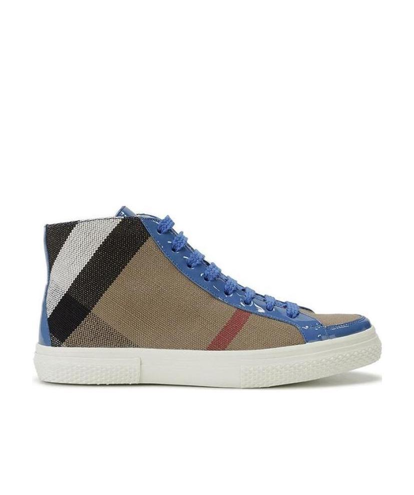 Burberry Checkered High-top Casual Shoes In Multicolor