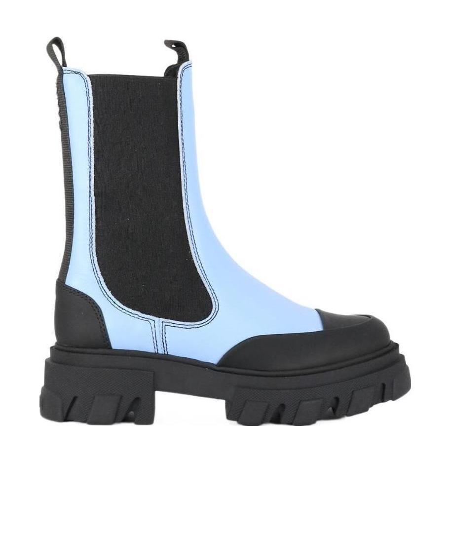 Ganni Calf Leather Mid Chelsea Boot In Black